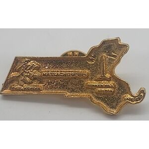 Vintage gold tone Massachusetts state‎ souvenir brooch lapel pin